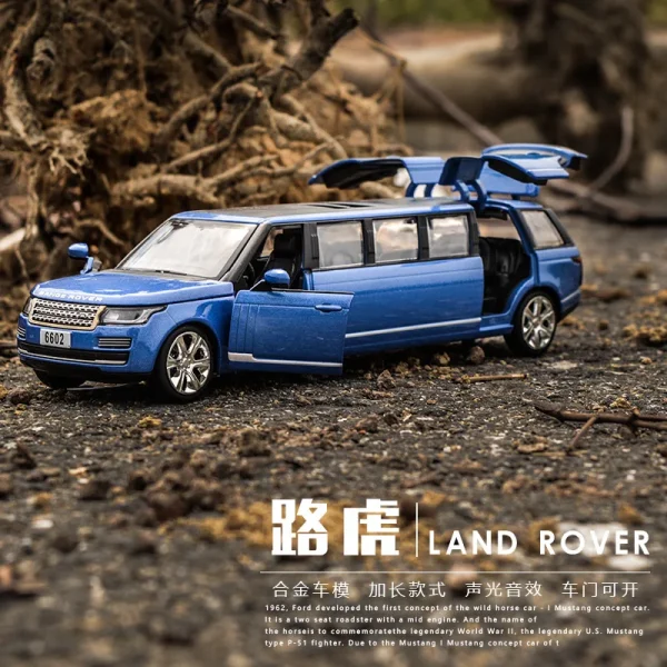 1:32 Rover Range rover Lengthen Alloy Limousine Metal Diecast Car Model Pull Back Flashing Musical Kids Toy Vehicles Gift - Image 3