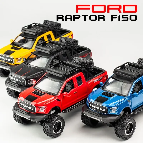 New 1:32 Ford Raptor F150 Alloy Diecast Car Model Toys Sound Light Toy Pickup Truck Pull Back Vehicle For Children машинки - Image 4