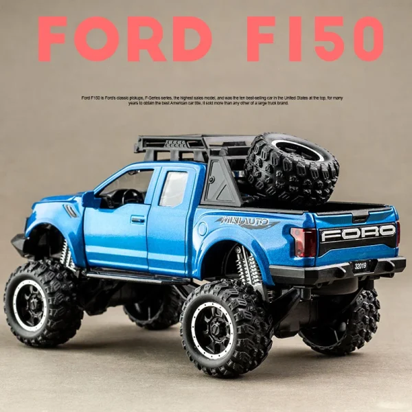 New 1:32 Ford Raptor F150 Alloy Diecast Car Model Toys Sound Light Toy Pickup Truck Pull Back Vehicle For Children машинки - Image 2