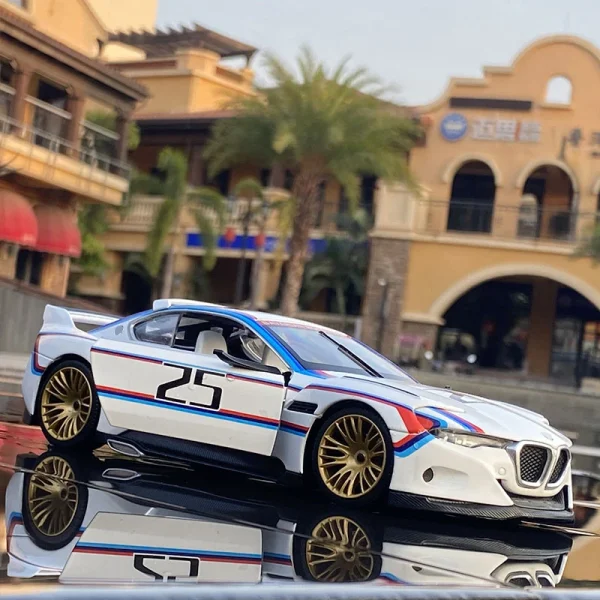 1:24 BMW 3.0 CSL Hommage R BMW M4 M6 Free Wheeling High Light Sport Racing Car Model Toy Diecast Metal Alloy Miniature Replica - Image 5