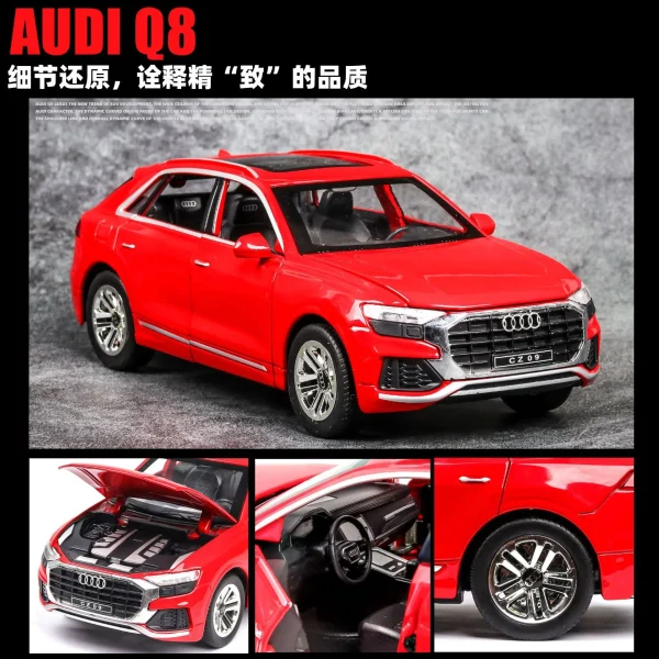 1:24 High Simulation Audi Q8 SUV Sound And Light Pull Back Alloy Toy Car Model For Children Gifts Car Kids Toy - Image 2