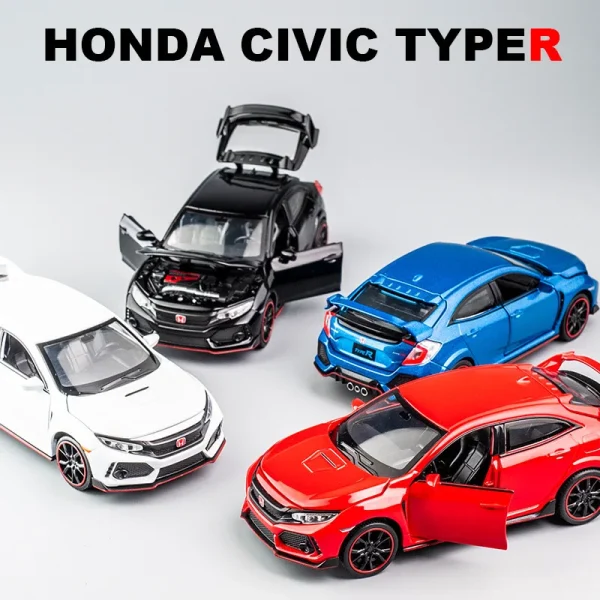 1:32 HONDA CIVIC TYPE-R Diecasts & Toy Vehicles Metal Car Model Sound Light Collection Car Toys For Children Christmas Gift - Image 4