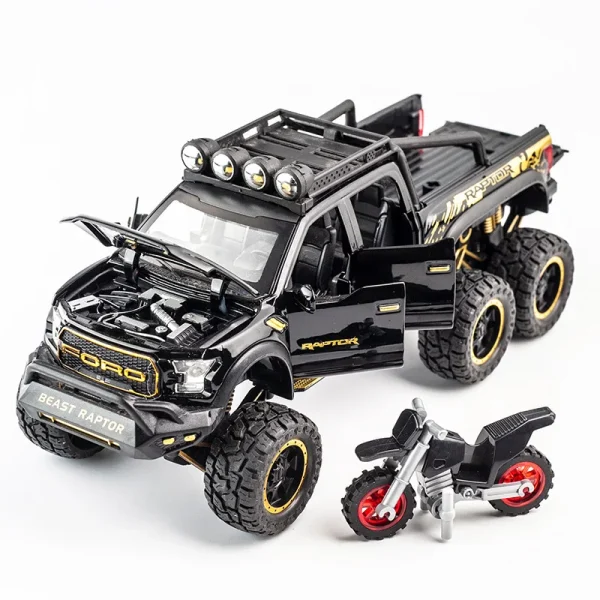 1:28 Ford Raptor F150 Alloy Diecast Car Model With With Sound Light Pull Back Car Toys For Children Xmas Gifts - Image 5