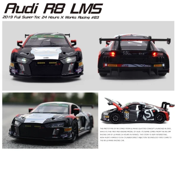 1:32 AUDI R8 CUP Racing Alloy Car Model Die-casting And Toy Car Model Miniature Model Sports Car Children's Toy - Image 4