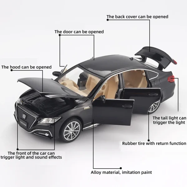 1:32 CROWN Car Model Sound and light Alloy Die Cast Classic Luxury Cars Favorites Gift Kids Toys Cars - Image 4