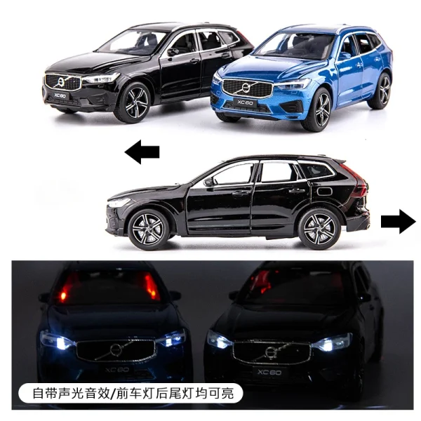 1:32 VOLVOS XC60 XC90 SUV Off-road Diecast Alloy Car Model Toy Cars Sound Light Pull Back Car Vehicle Children Toy Collection - Image 3
