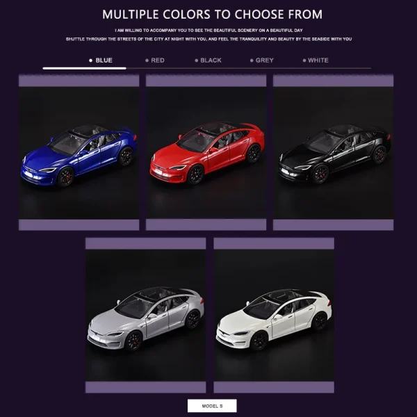 1:24 Model S Model 3 Model Y Alloy Die Cast Toy Car Model Sound and Light Children's Toy Collectibles Birthday gift - Image 4