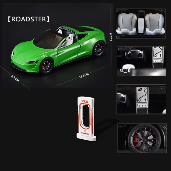 1:24 Roadster Model Y Model 3 Model S Alloy Toy Car Model Sound and Light Children's Toy Collectibles Birthday gift - Image 3