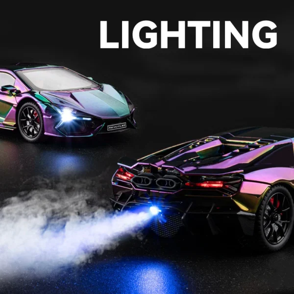 1:24 Lamborghini Revuelto With Spray Alloy Car Diecasts & Toy Vehicles Metal Toy Car Model Sound and light Collection Kids Toy - Image 4