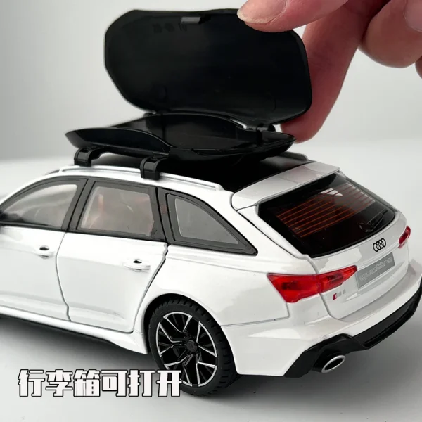1:24 Audi RS6 Quattro Station Wagon Alloy Toy Car Model Wheel Steering Sound and Light Children's Toy Collectibles Birthday gift - Image 4
