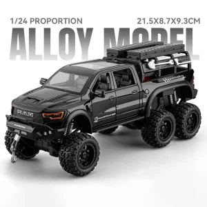New 1:24 Mammoth RAM 1000 TRX Picku Alloy Car Model Sound and Light Pull Back Children’s Toy Collectibles Birthday gift