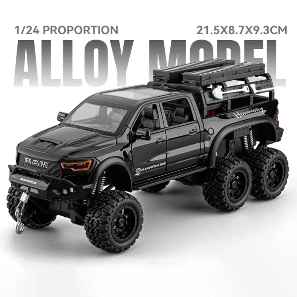 New 1:24 Mammoth RAM 1000 TRX Picku Alloy Car Model Sound and Light Pull Back Children's Toy Collectibles Birthday gift - Image 2
