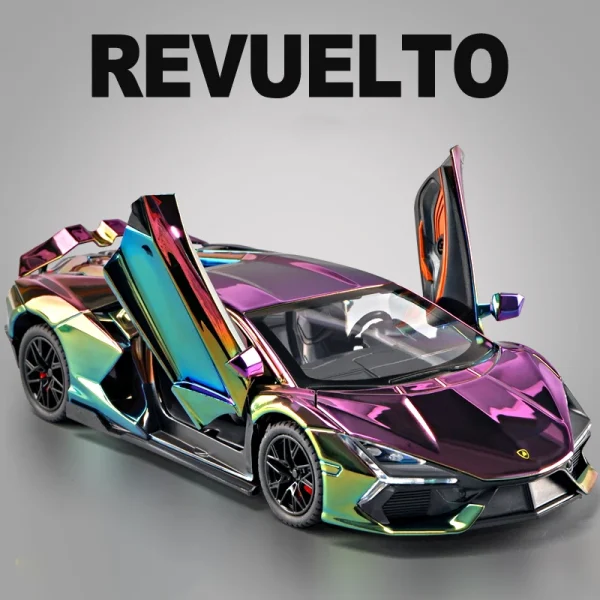 1:24 Lamborghini Revuelto Electroplate Alloy Car Diecasts & Toy Vehicles Metal Toy Car Model Sound and light Collection Kids Toy