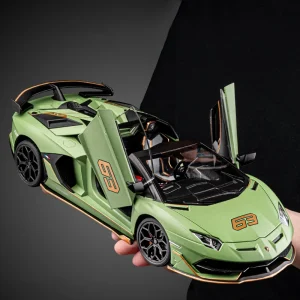 1:18 Lamborghinis Aventador SVJ63 Alloy Toy Car Model Wheel Steering Sound and Light Children’s Toy Collectibles Birthday Gift