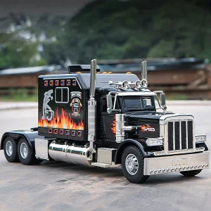 1:24 Peterbilt 389 Tractors Truck Alloy Toy Car Model Wheel Steering Sound and Light Children’s Toy Collectibles Birthday gift