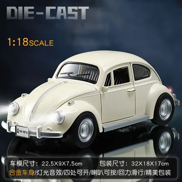 New 1:18 Classic Car Beetle 1955 Alloy Car Model Sound and Light Pull Back Children's Toy Collectibles Birthday gift - Image 6