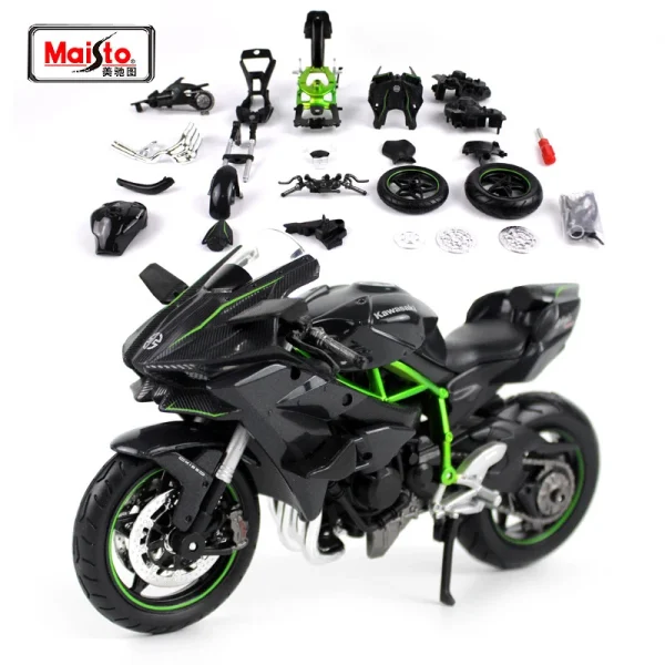Maisto 1/12 Kawasaki H2R Ninja Assembled Version Motorcycle Model Toy Vehicle Collection Shork-Absorber Off Road Autocycle Toy - Image 4
