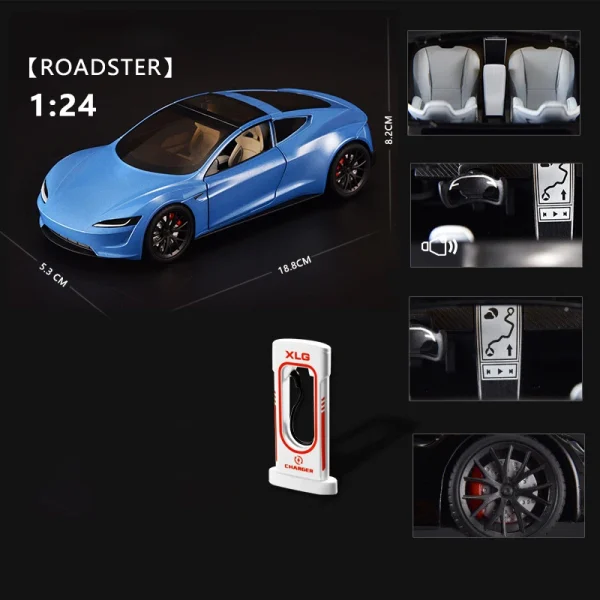1:24 Roadster Model Y Model 3 Model S Alloy Toy Car Model Sound and Light Children's Toy Collectibles Birthday gift - Image 6