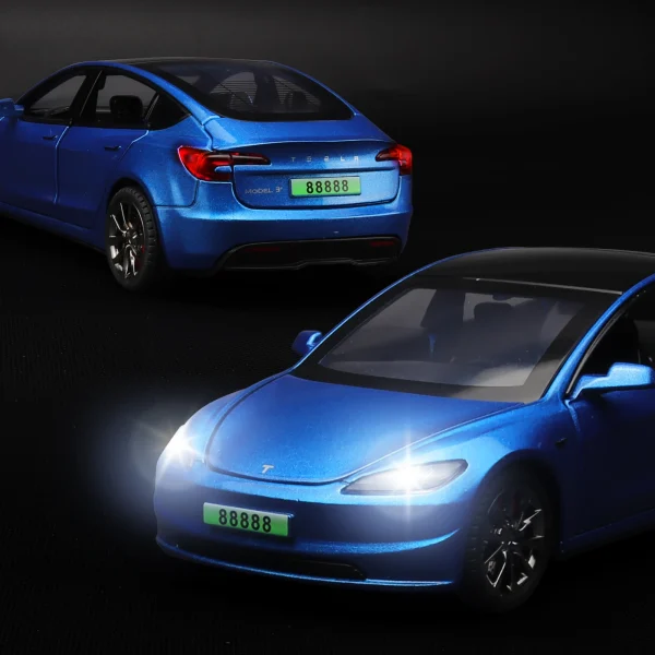 2024 NEW 1:32 Model3 Model 3 Alloy Muscle Car Model Sound and Light Pull Back Children's Toy Collectibles Birthday gift - Image 4