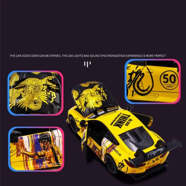 1:32 BMW M8 GTE Supercar Alloy Car Model Sound and Light Pull Back Children's Toy Collectibles Birthday gift - Image 3