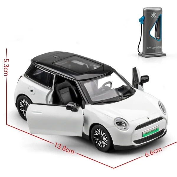 1:28 BMW Mini Cooper Electric Charging Pile Alloy Car Model Sound and Light Pull Back Children's Toy Collectibles Birthday gift - Image 5