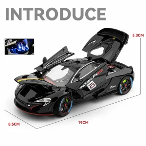 1:24 P1 GTR Supercar Alloy Car Model Sound and Light Pull Back Children’s Toy Collectibles Birthday Gift