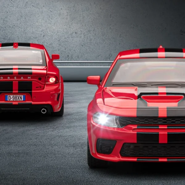 1:32 Dodge Charger SRT Hellcat Alloy Muscle Car Model Sound and Light Pull Back Children's Toy Collectibles Birthday Gift - Image 3