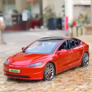 2024 NEW 1:32 Model3 Model 3 Alloy Muscle Car Model Sound and Light Pull Back Children’s Toy Collectibles Birthday gift