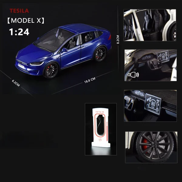 1:24 Model X Model Y Model 3 Alloy Die Cast Toy Car Model Sound and Light Children's Toy Collectibles Birthday gift - Image 3