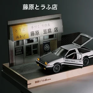1:32 Initial D AE86 Fujiwara Tofu Shop Garage Display Case PVC Parking Lot Model Simulation Miniature Parking Space Scene