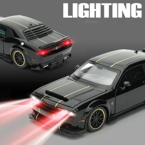 New 1:32 Challenger SRT Hellcat 2024 Alloy Car Model Sound and Light Pull Back Children’s Toy Collectibles Birthday gift