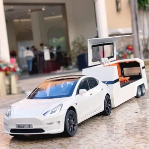 1:24 MODEL 3 Travel RV Trailer Alloy Car Model Sound and Light Children’s Toy Collectibles Birthday gift