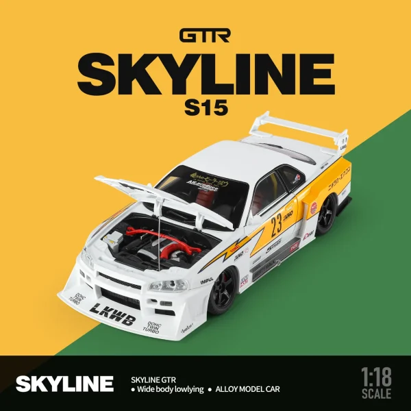1:18 Nissan GTR R34 Skylin S15 LBWK Alloy Car Model Sound and Light Pull Back Children's Toy Collectibles Birthday gift - Image 2
