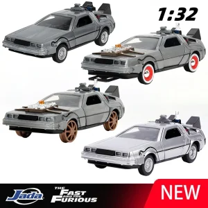 JADA 1/32 DMC-12 DeLorean DMC I II III Back To The Future Time Machine Mr.Fusion Diecast Toy Vehicle Car Model