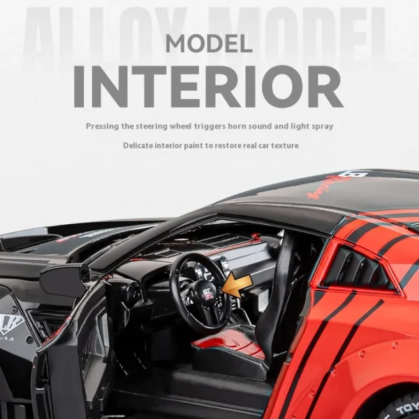 1:24 Nissan GTR R35 Spray Supercar Alloy Car Model Sound and Light Children's Toy Collectibles Birthday gift - Image 5