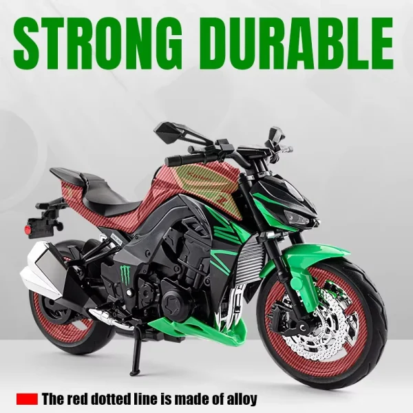 1:12 Kawasaki Z1000 Alloy Die Cast Motorcycle Model Toy Vehicle Collection Sound and Light Off Road Autocycle Toys Car - Image 3