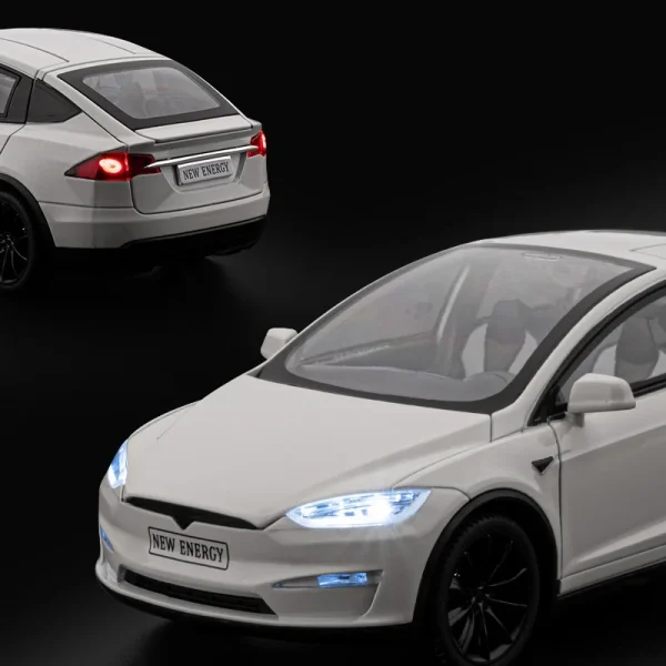 1:24 Teslas MODEL X Alloy Car Model Sound and Light Pull Back Children's Toy Collectibles Birthday gift - Image 4