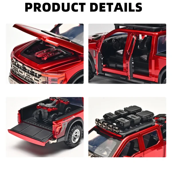 1:24 F150 SVT RAPTOR Modified Version Alloy Car Model Sound and Light Pull Back Children's Toy Collectibles Birthday gift - Image 4