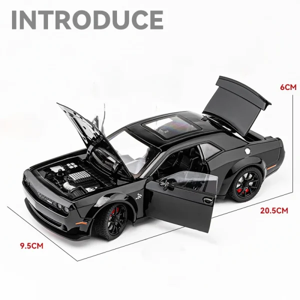1:24 Dodge Challenger Hellcat Redeye Alloy Muscle Car Model Sound and Light Pull Back Children's Toy Collectibles Birthday gift - Image 5