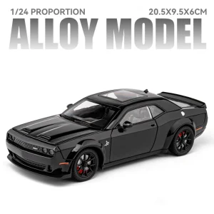 1:24 Dodge Challenger Hellcat Redeye Alloy Muscle Car Model Sound and Light Pull Back Children’s Toy Collectibles Birthday gift