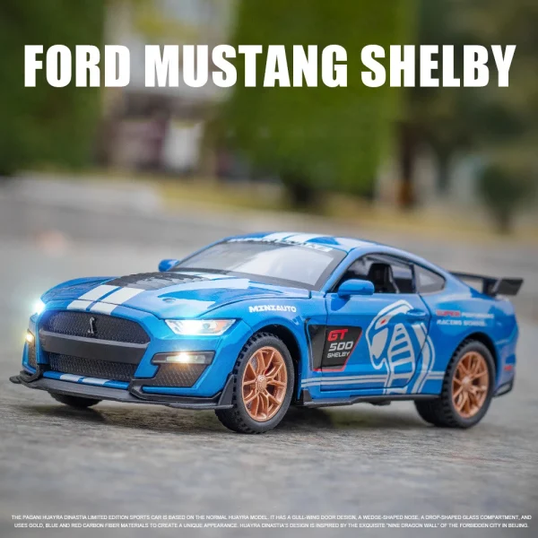 1:32 Ford Mustang Shelby GT500 Alloy Muscle Car Model Sound and Light Pull Back Children's Toy Collectibles Birthday gift - Image 5