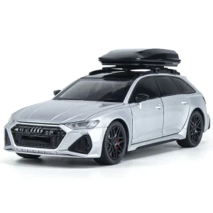 1:24 Audi RS6 Quattro Station Wagon Alloy Toy Car Model Wheel Steering Sound and Light Children’s Toy Collectibles Birthday gift