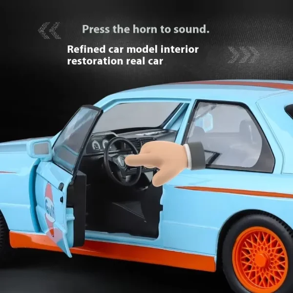1:24 BMW M3 E30 1987 DTM Alloy Car Model Sound and Light Pull Back Children's Toy Collectibles Birthday gift - Image 5
