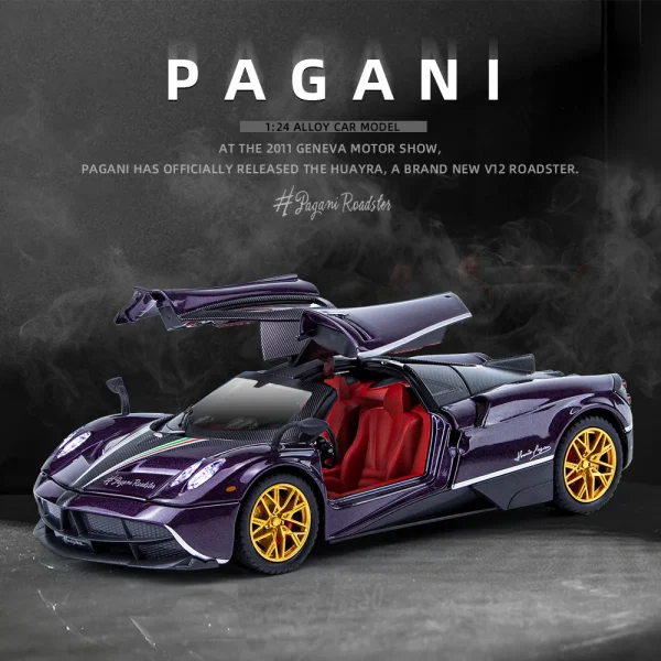 1:24 Pagani Huayra Dinastia Supercar Alloy Car Die-casting Model Sound and Light Car Model Toy Collection Children gift - Image 2