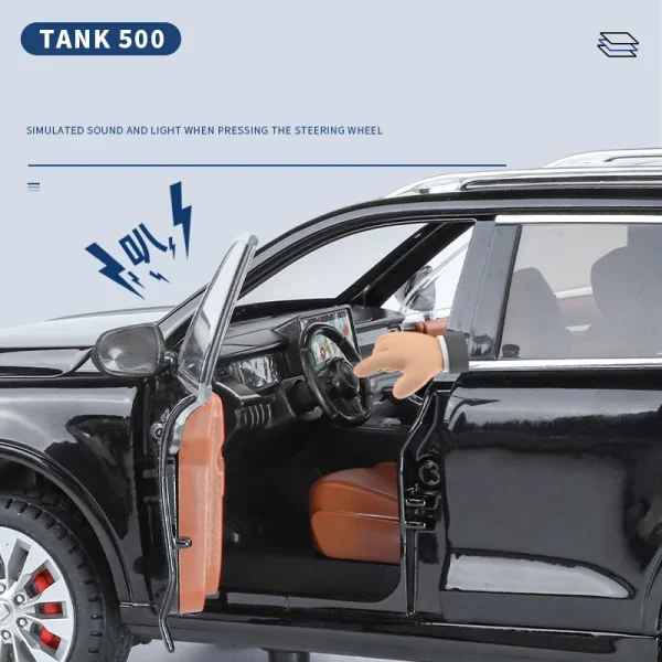 New 1:24 Tank 500 Hi4-T Off-Road Alloy Die Cast Toy Car Model Sound and Light Children's Toy Collectibles Birthday gift - Image 3