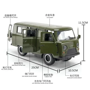 New 1:18 Russian UAZ TRAVELER 452 VAN Alloy Diecasts & Toy Vehicles Metal Toy Car Model Sound and light Collection Kids Toy