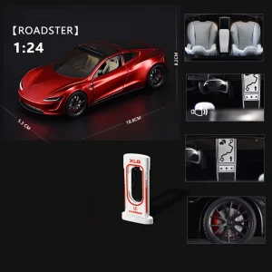 1:24 Roadster Model Y Model 3 Model S Alloy Toy Car Model Sound and Light Children’s Toy Collectibles Birthday gift