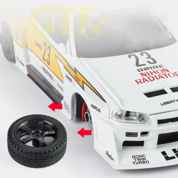 1:18 Nissan GTR R34 Skylin S15 LBWK Alloy Car Model Sound and Light Pull Back Children's Toy Collectibles Birthday gift - Image 5