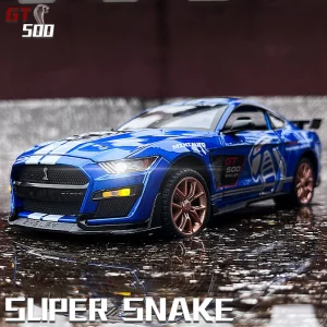 1:32 Ford Mustang Shelby GT500 Alloy Muscle Car Model Sound and Light Pull Back Children’s Toy Collectibles Birthday gift
