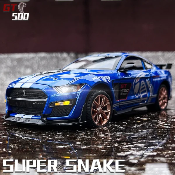 1:32 Ford Mustang Shelby GT500 Alloy Muscle Car Model Sound and Light Pull Back Children's Toy Collectibles Birthday gift